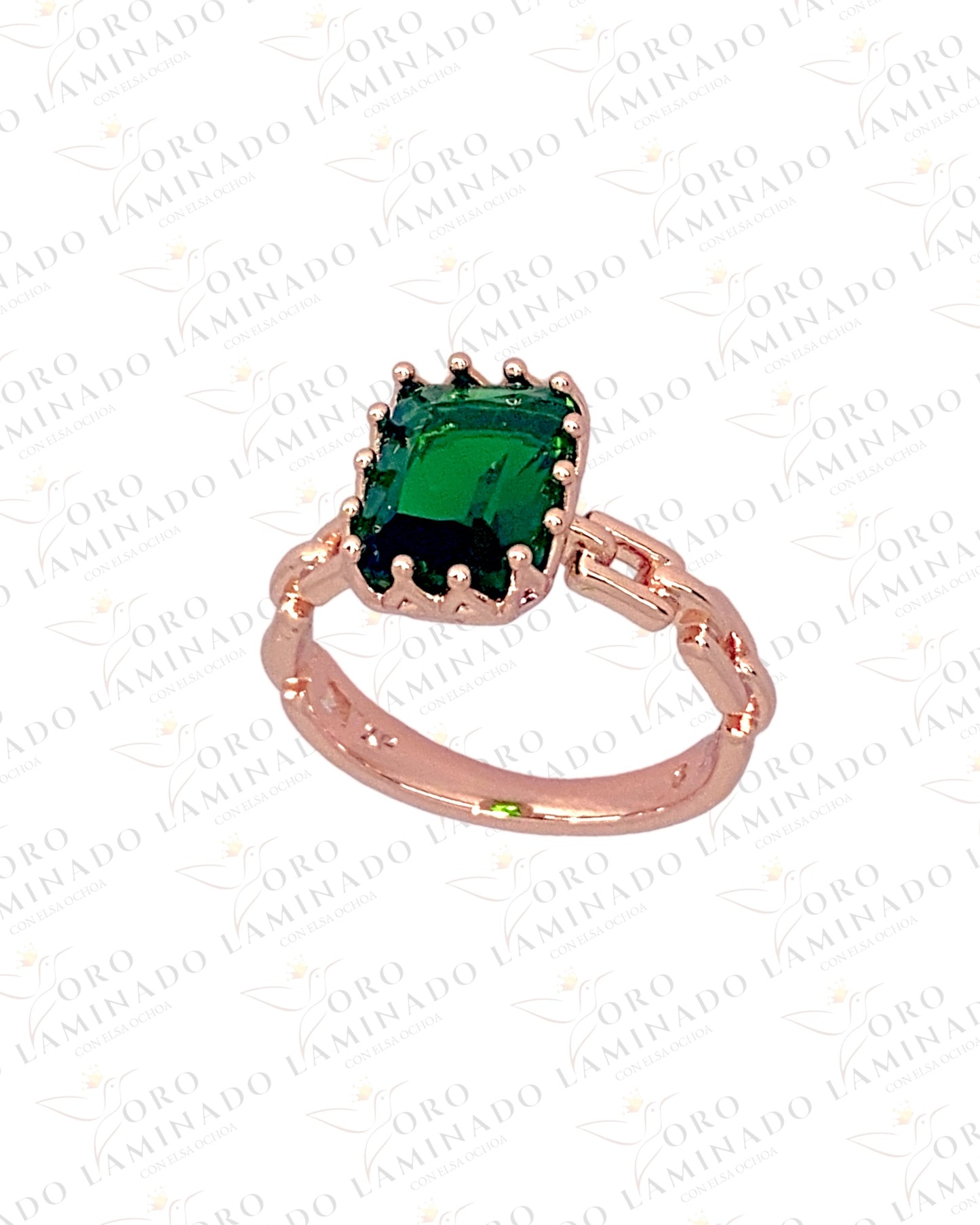 Emerald-Green  Square Stone Ring B211