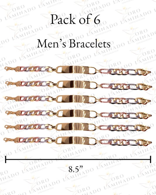 8.5” Tri-Gold Figaro Bracelets (Pack of 6) R131