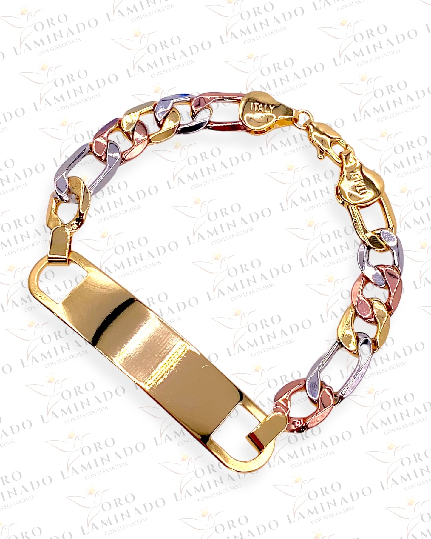 8.5” Tri-Gold Figaro Bracelets (Pack of 6) R131