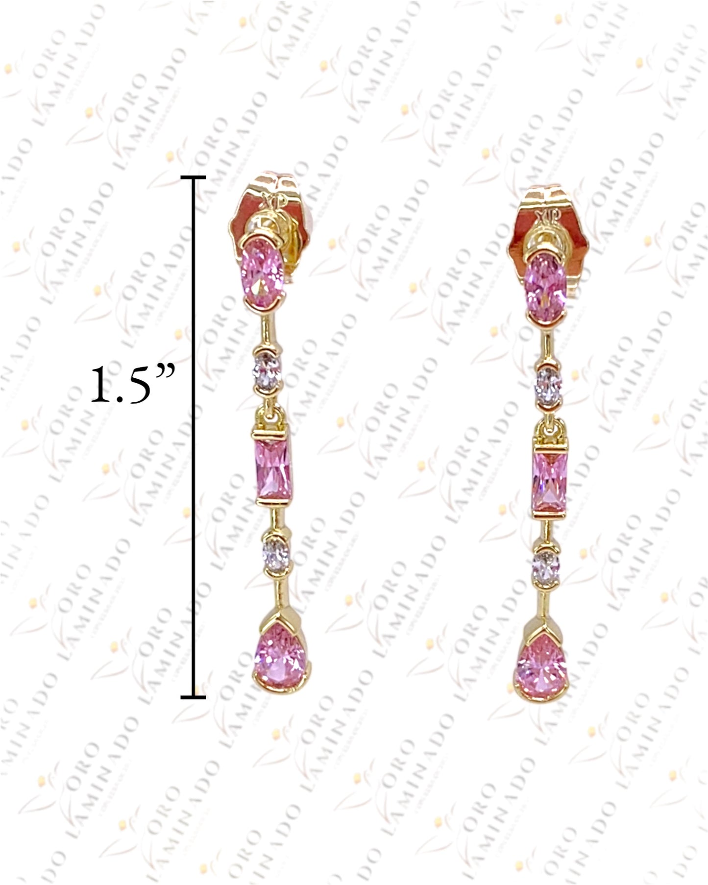 High Quality 1.5” Pink Stone Large Earrings Y161