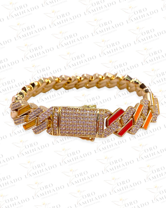 8.5” Ultra Cuban Multicolor Cut Bracelet R227