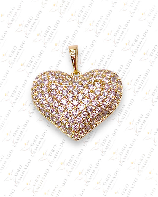 High Quality 0.8” Heart Pendant with Stones B41