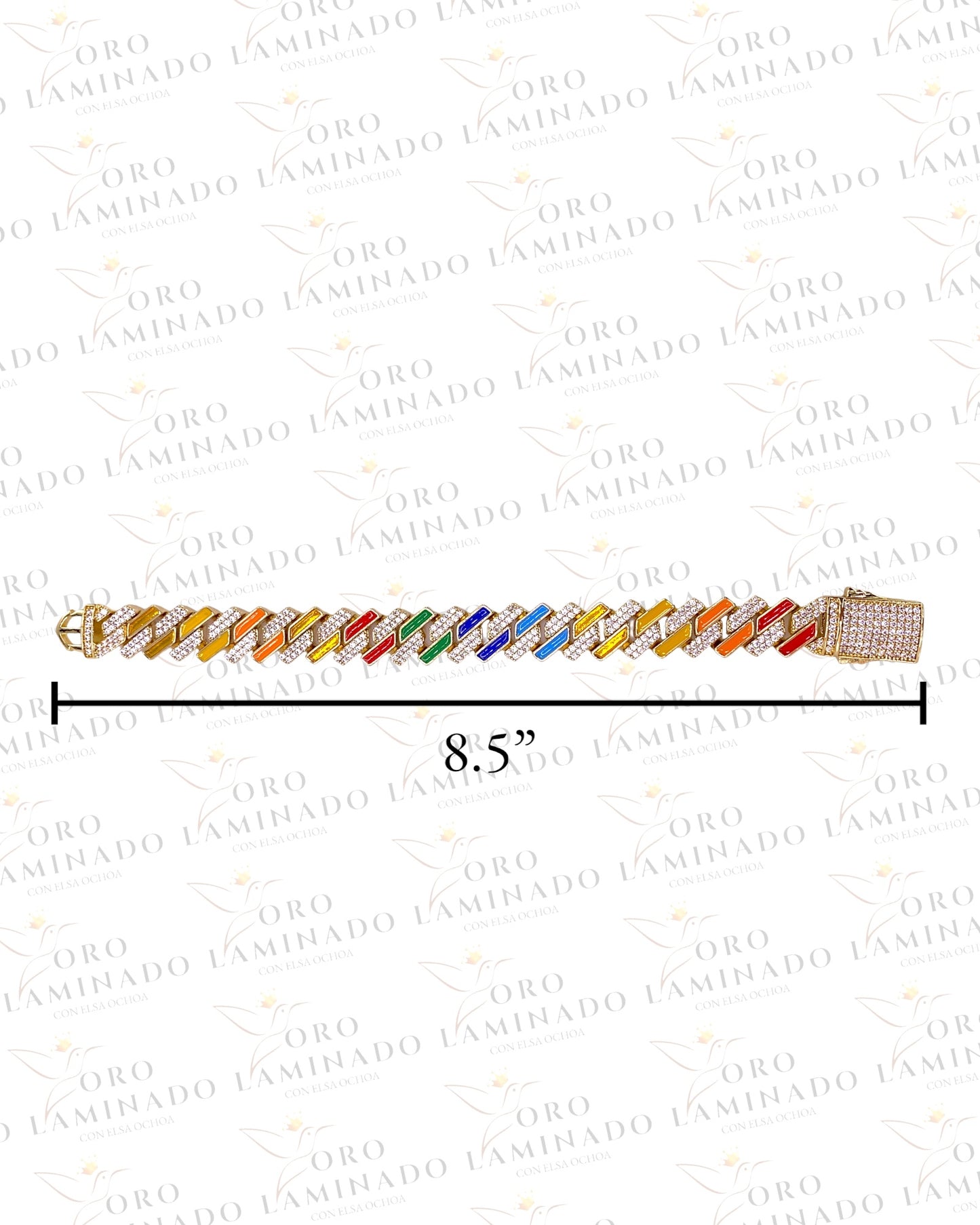 8.5” Ultra Cuban Multicolor Cut Bracelet R227