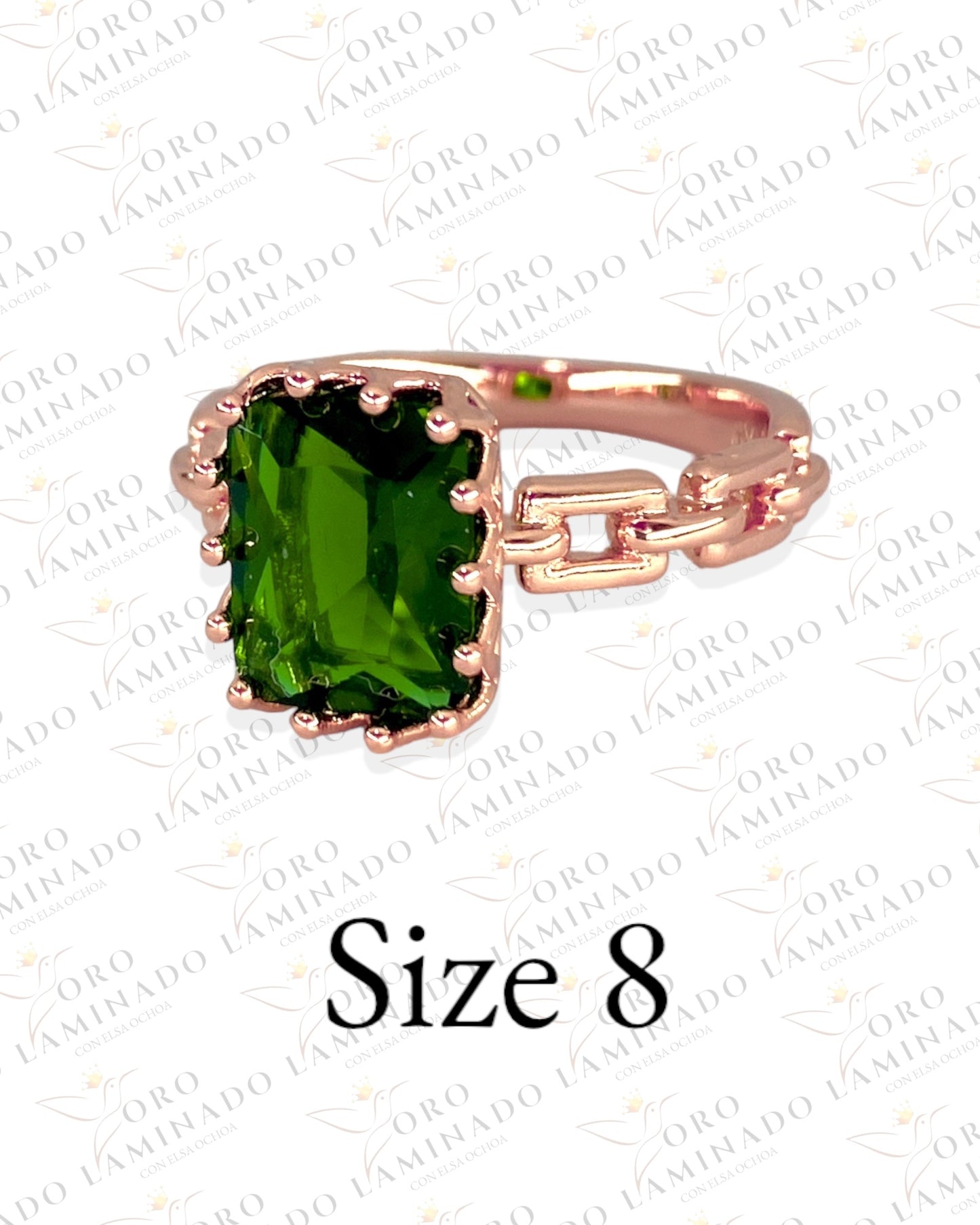 Emerald-Green  Square Stone Ring B211