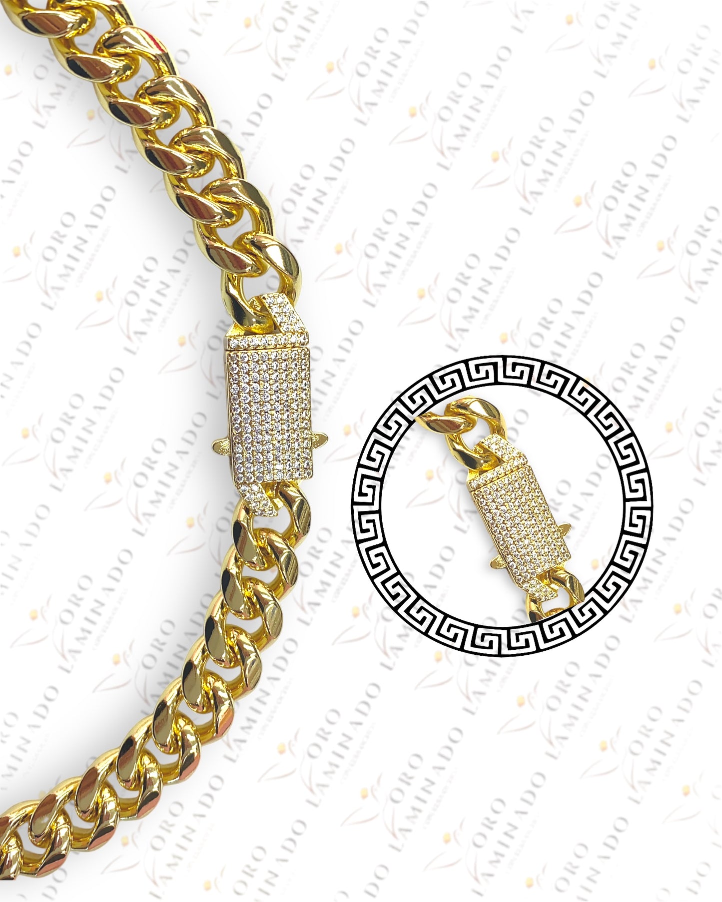 Gold Filled 24” 10mm Cuban Chain With Diamoned Clasp Y96