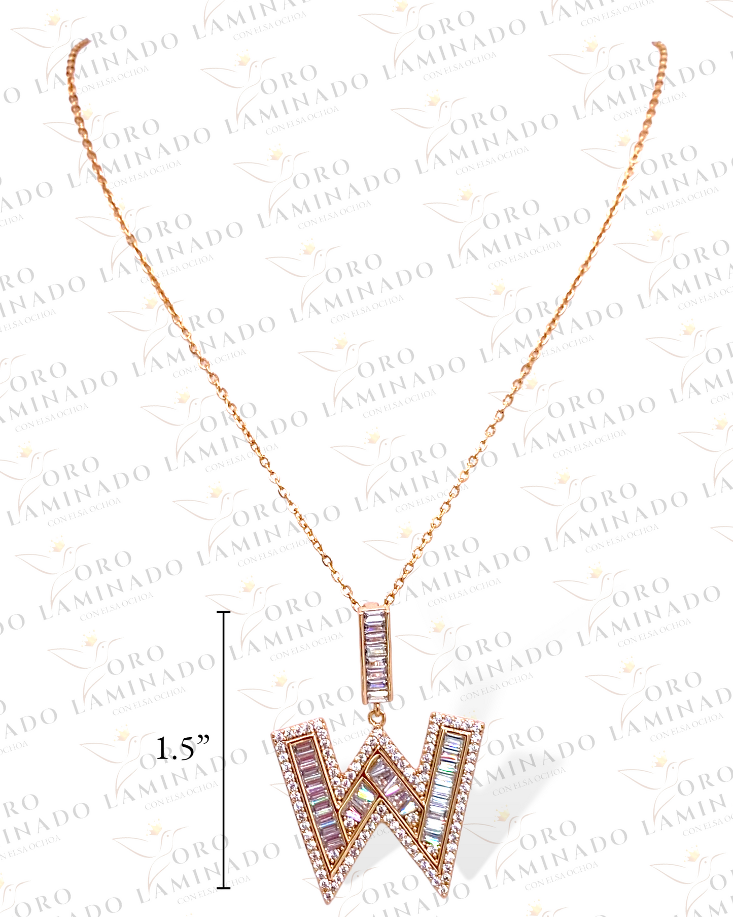 High Quality 1.5” Letter W Pendant and Chain B217