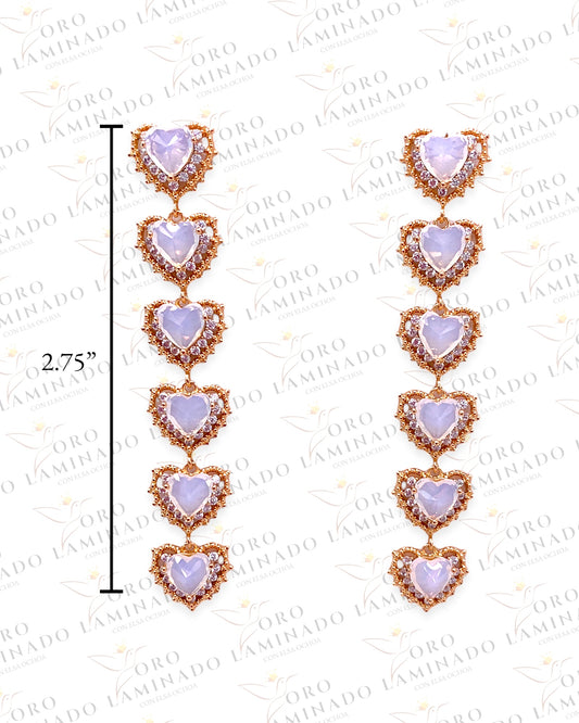 High Quality 2.75” Long Milky White Heart Earings B207